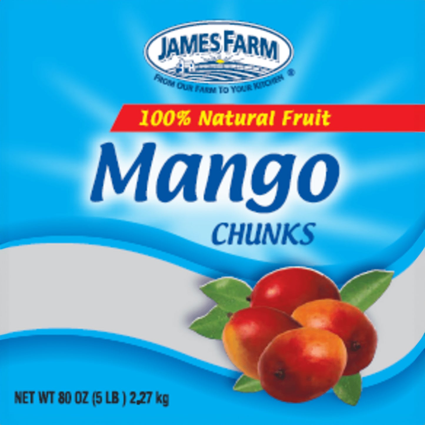 Frozen James Farm - IQF Mango Chunks - 2/5 Lbs