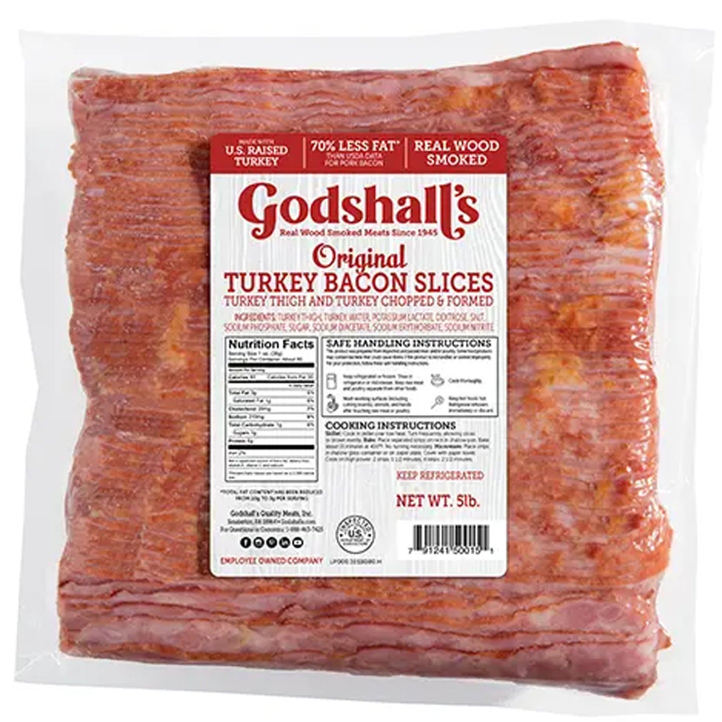 Godshall's - Smoked, Original Sliced Turkey Bacon- 5 lb