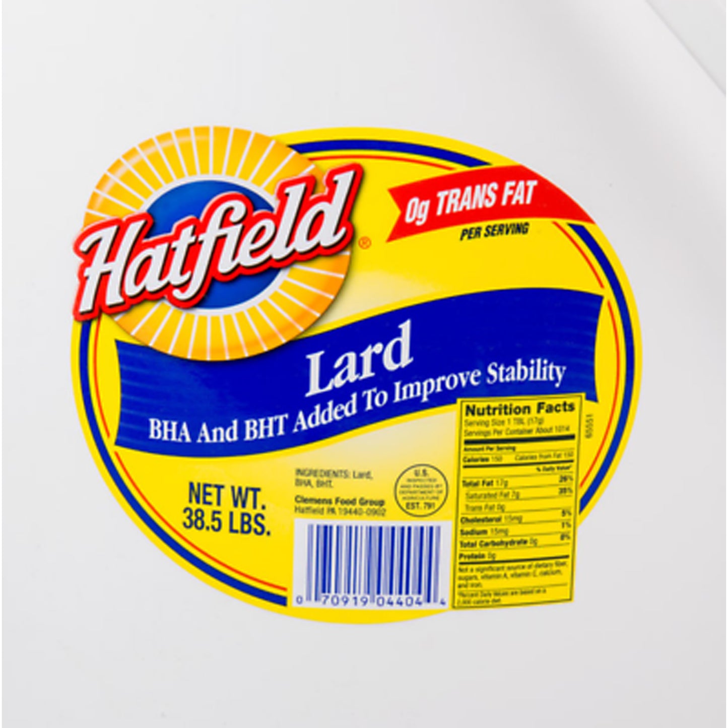 Hatfield - Lard - 38.5 lbs