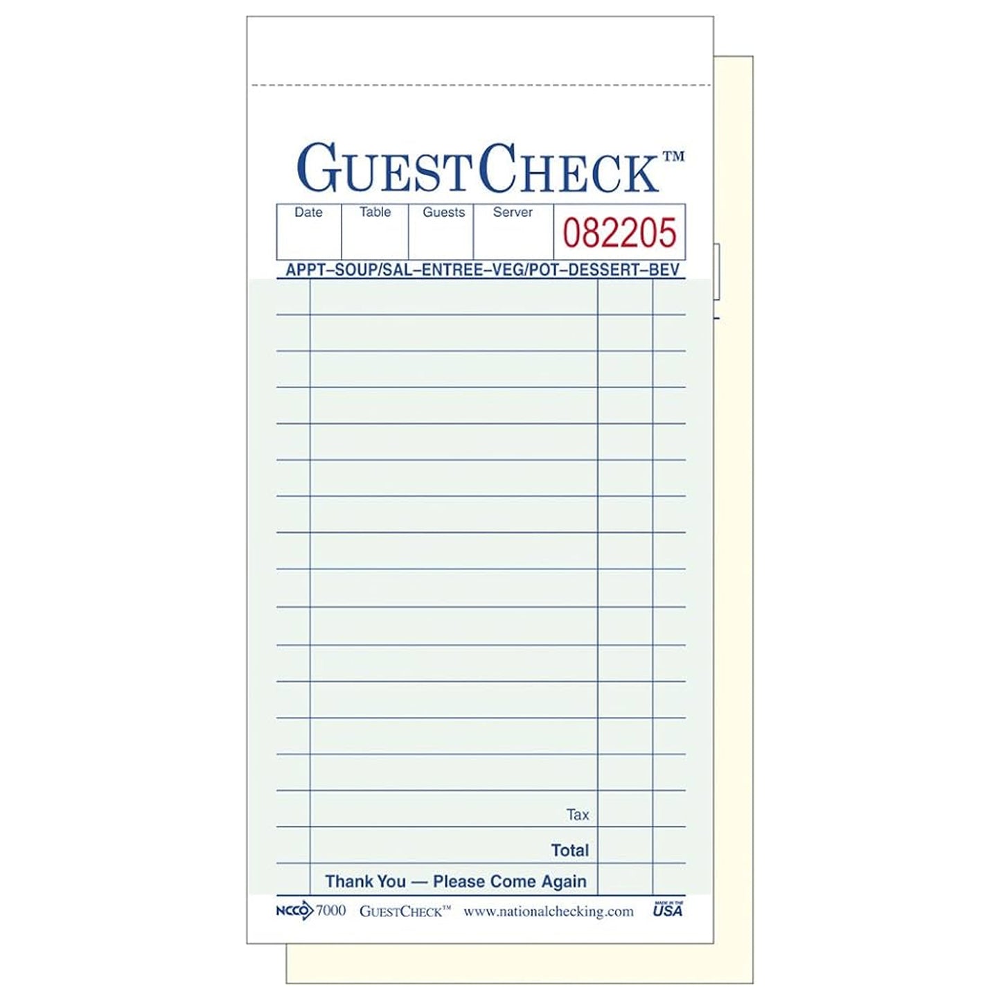 National Check - #A6000G -Guestcheck, Carbon