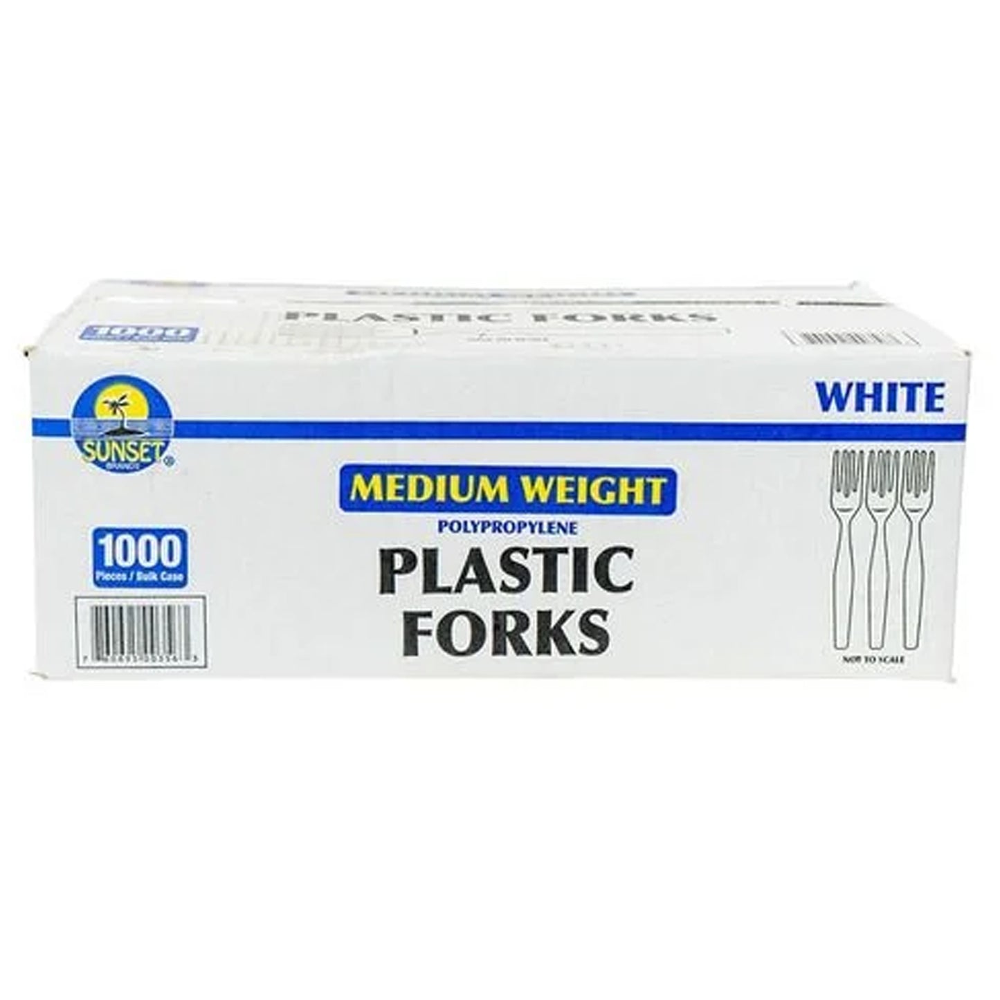 Sunset - White Medium Weight Plastic Forks - 1000 Ct
