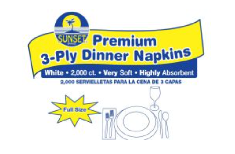 Sunset - 3-Ply Premium Dinner Napkins - 2000 ct