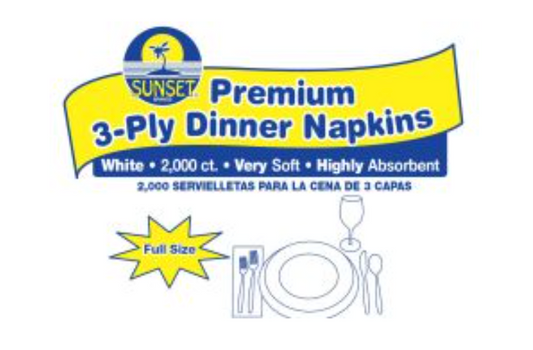 Sunset - 3-Ply Premium Dinner Napkins - 2000 ct