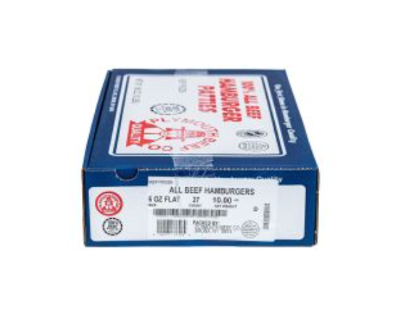 Frozen Beef Hamburger 80/20 Patty 6oz Flat - 10 lbs