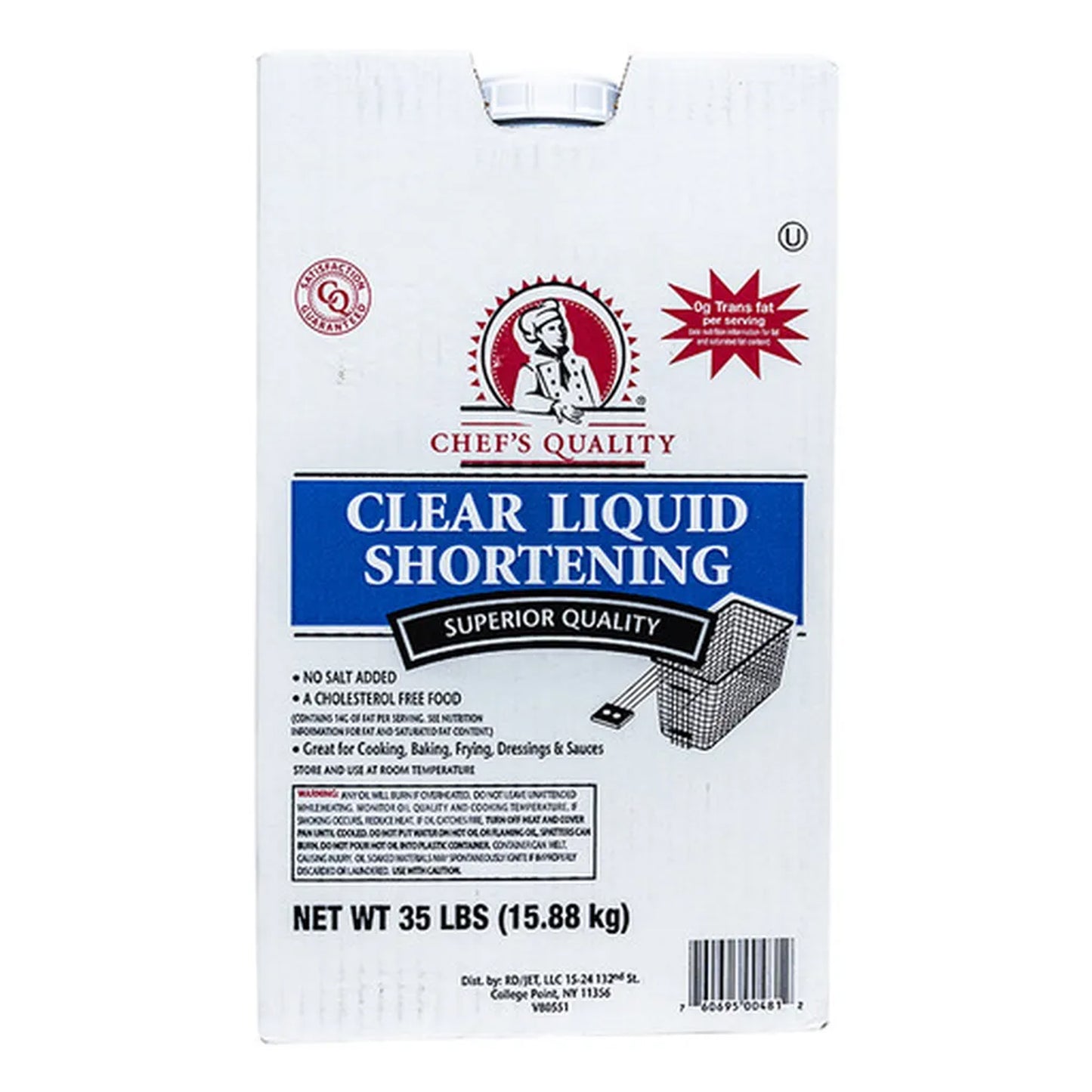 Chef's Quality - Clear Liquid Fry Oil, zero trans fats - 35 lbs