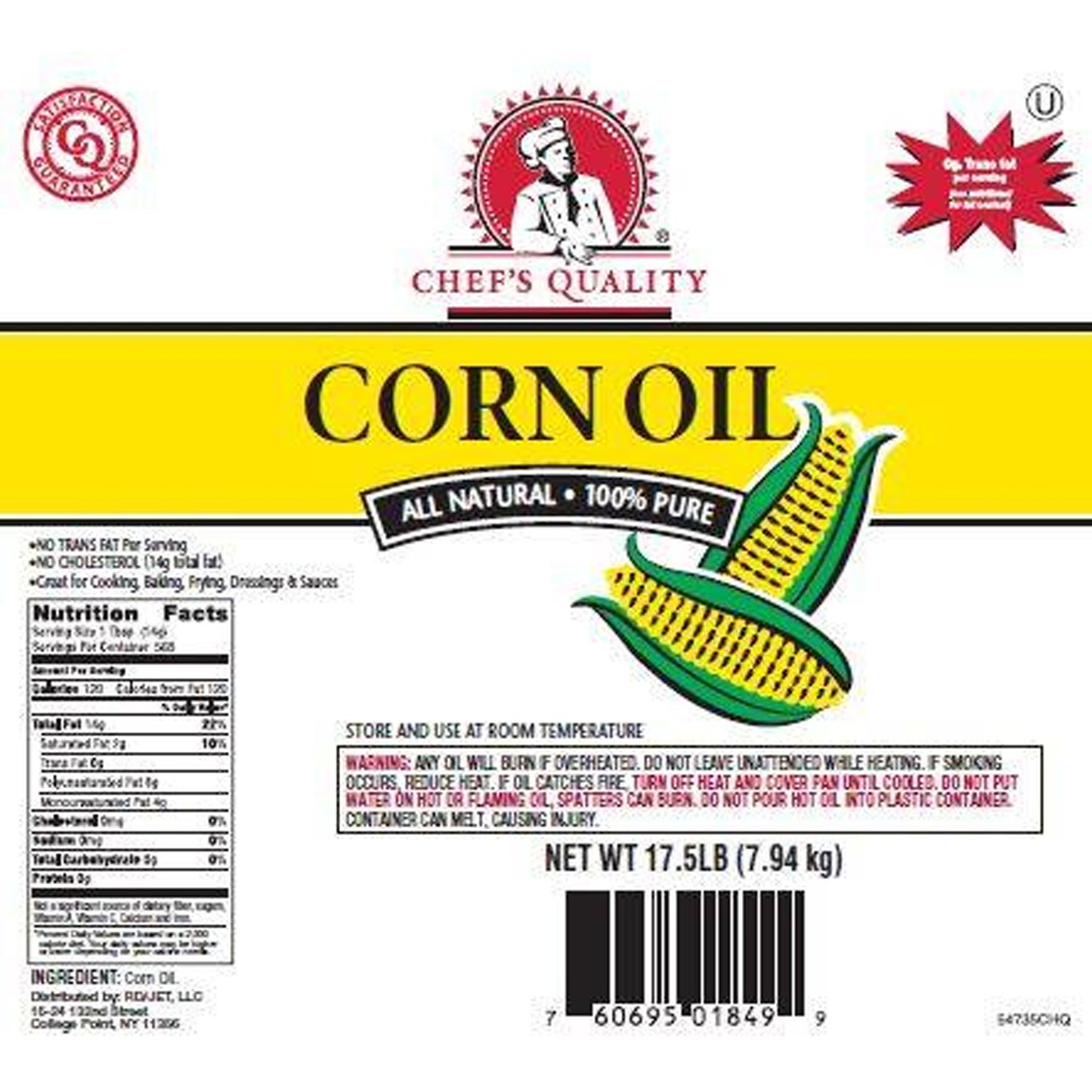 Chef's Quality - Corn oil, 2 packs, 17 lb