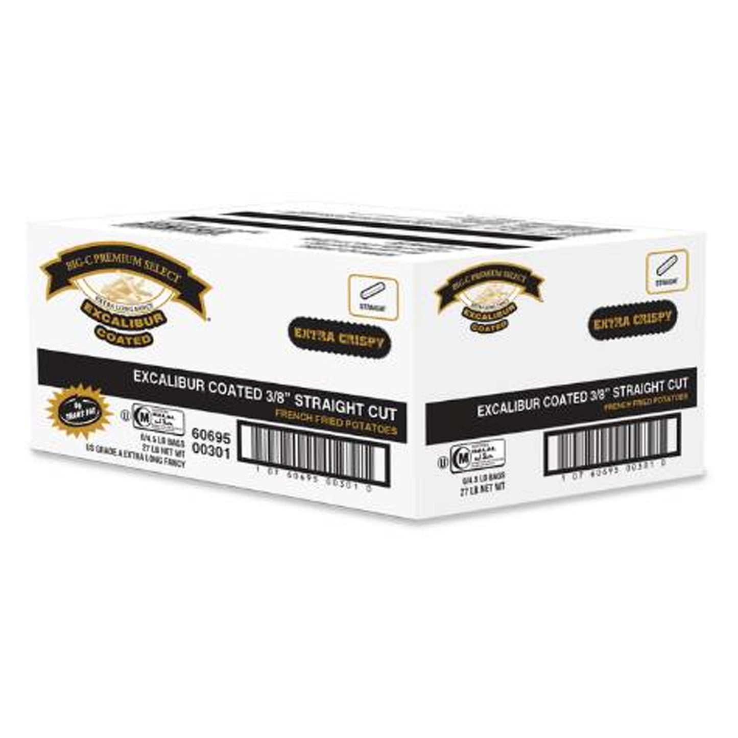 Frozen Big C - 3/8" Straight Cut French Fries, Skin-On - 6/5 Lbs