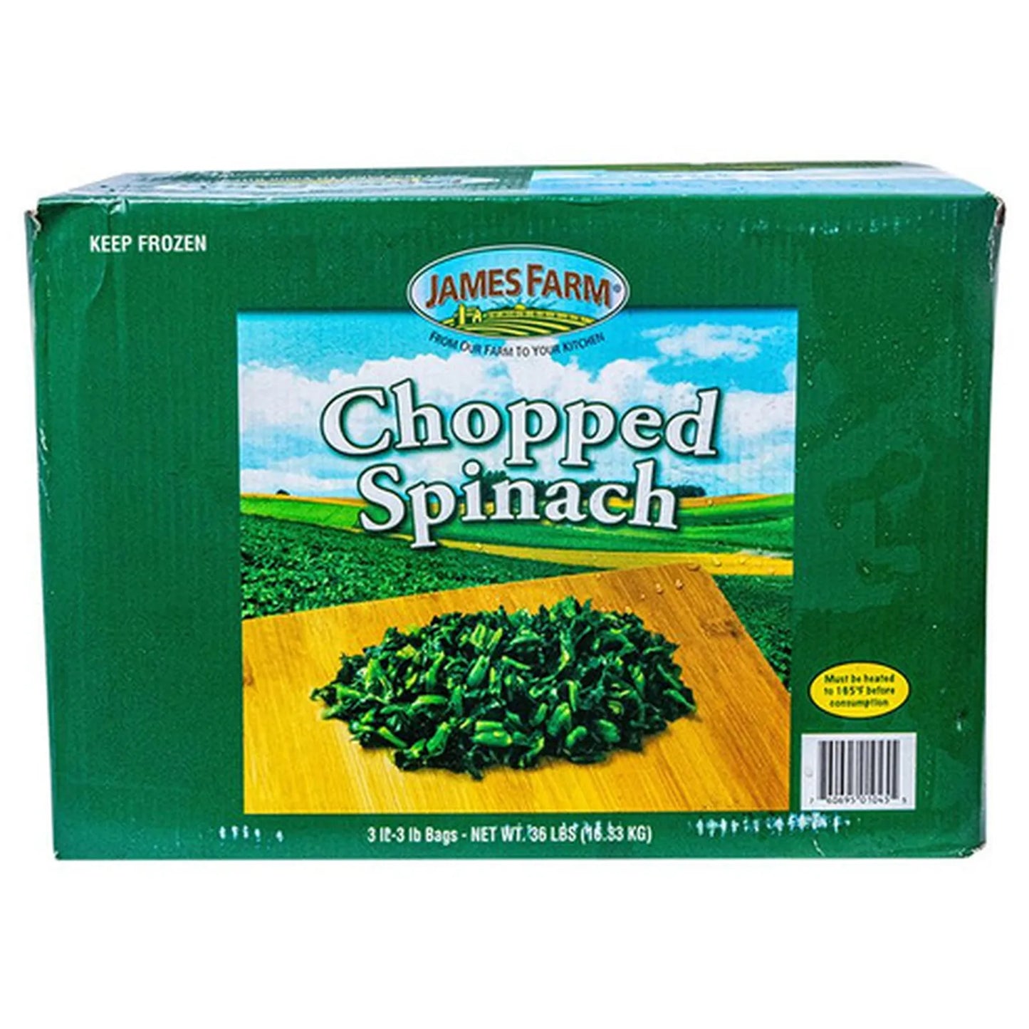 Frozen James Farm - Chopped  Spinach- 3 Lb