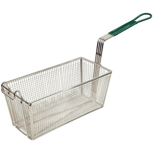 WINCO FB-30 FRYER BASKET W/GREEN HNDL 13x6x5
